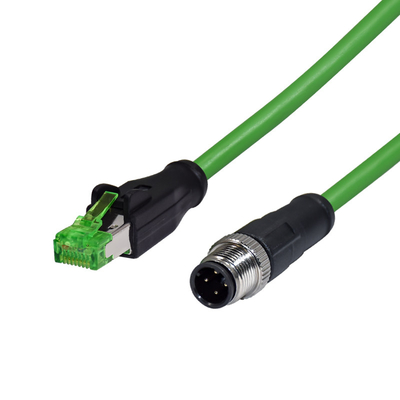 M12 4pin D Mann zum Ethernet RJ45 kodierend formte abgeschirmtes wasserdichtes Verbindungsstück-Kabel IP68